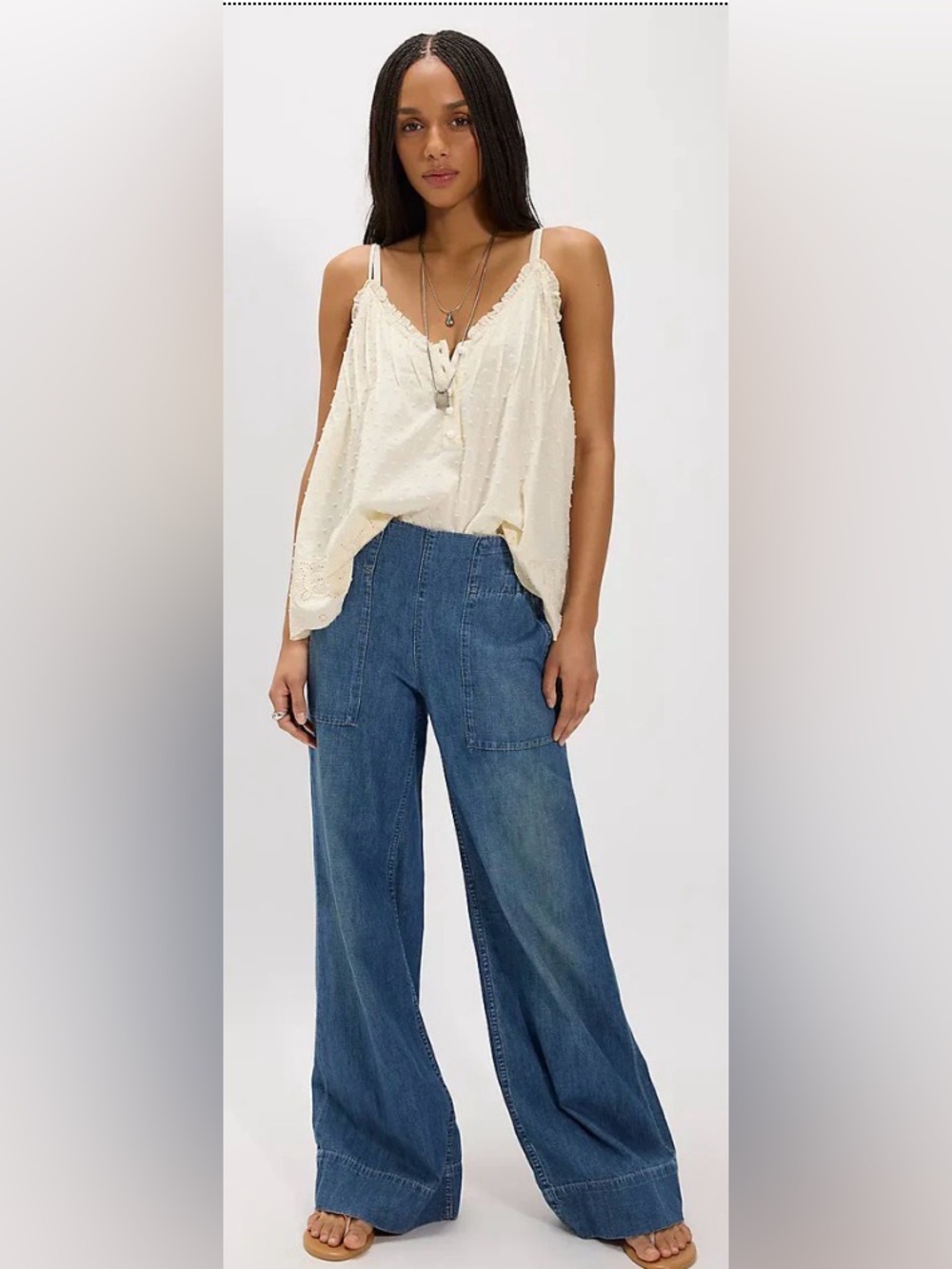 We The Free Medium Blue High-Rise Wide-Leg Jeans